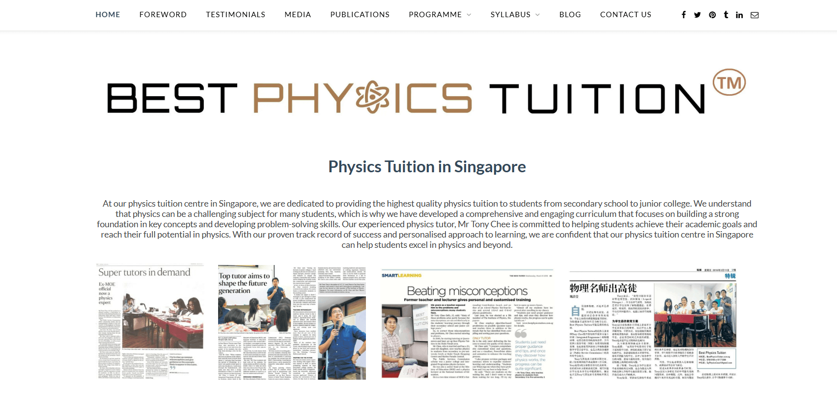 Best Physics Tuition Singapore