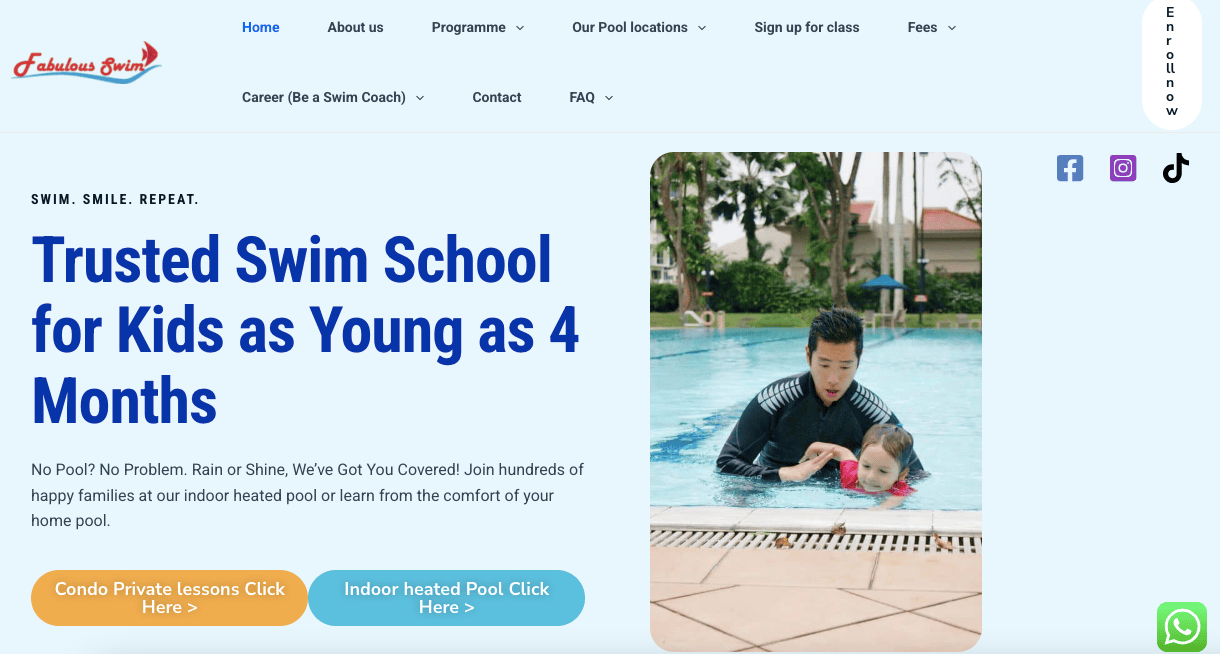 Fabulous Swim Infant Swimming Singapore
