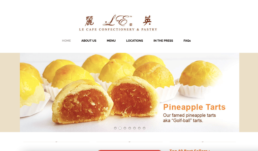 L.E. Café Confectionery & Pastry Pineapple Tart Singapore