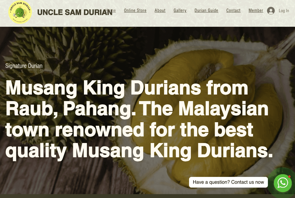 Uncle Sam Durian Place Singapore