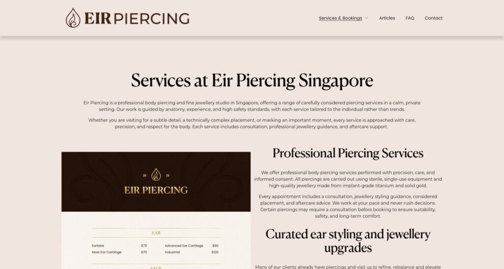 Eir Piercing Studio Singapore