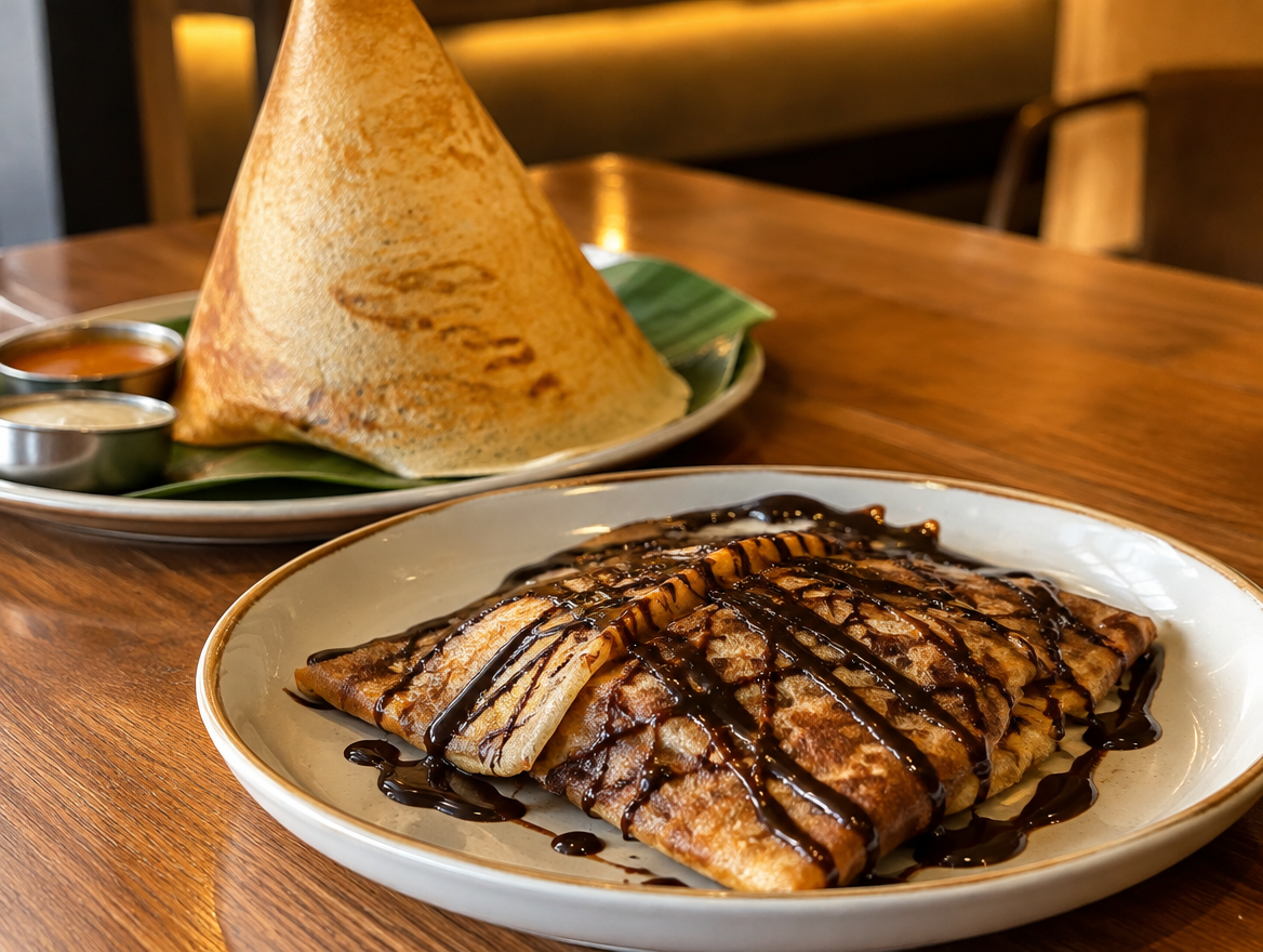 Chocolate dessert roti prata illustrative image