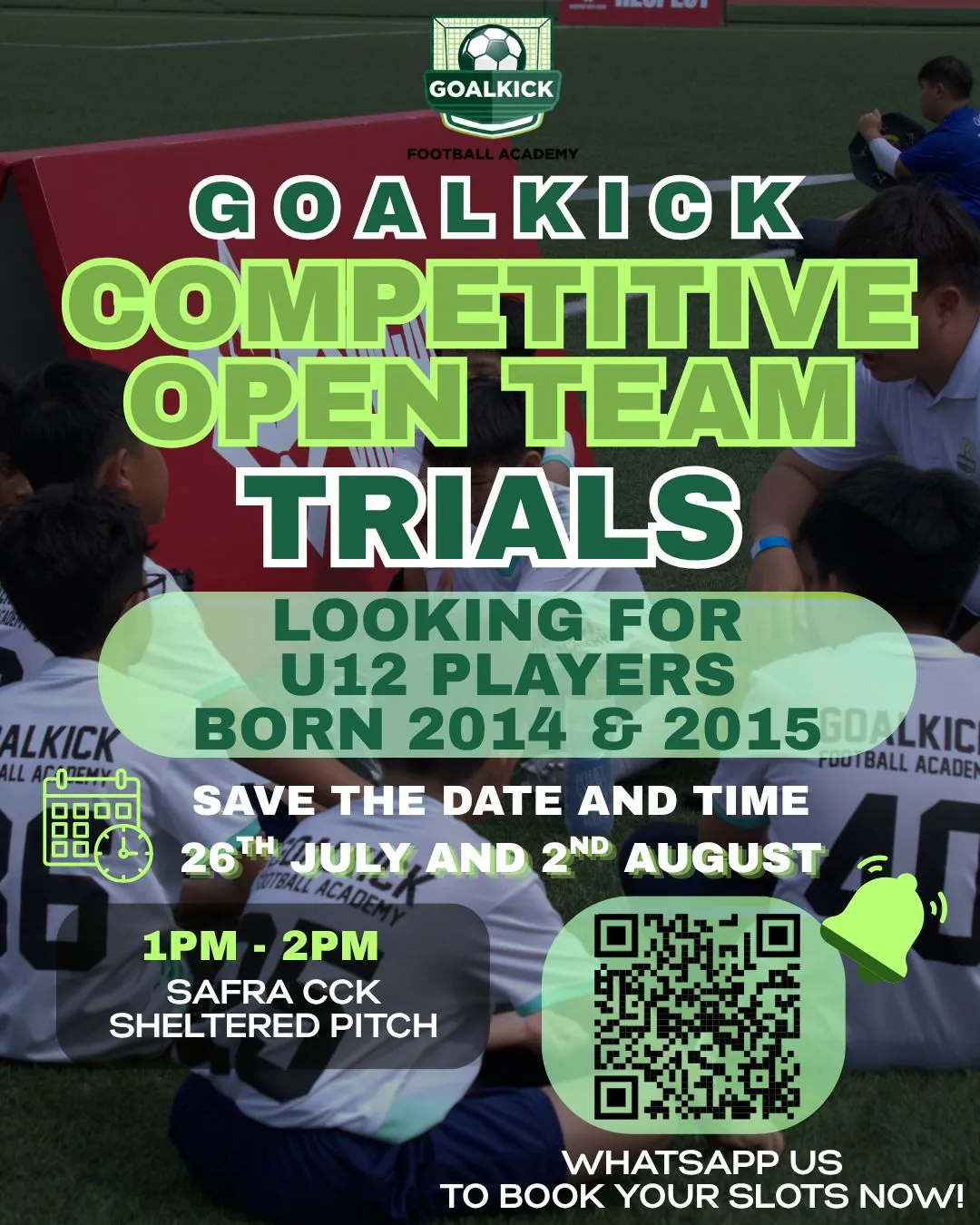 Kids training at GoalKick Football Academy holiday camp trials