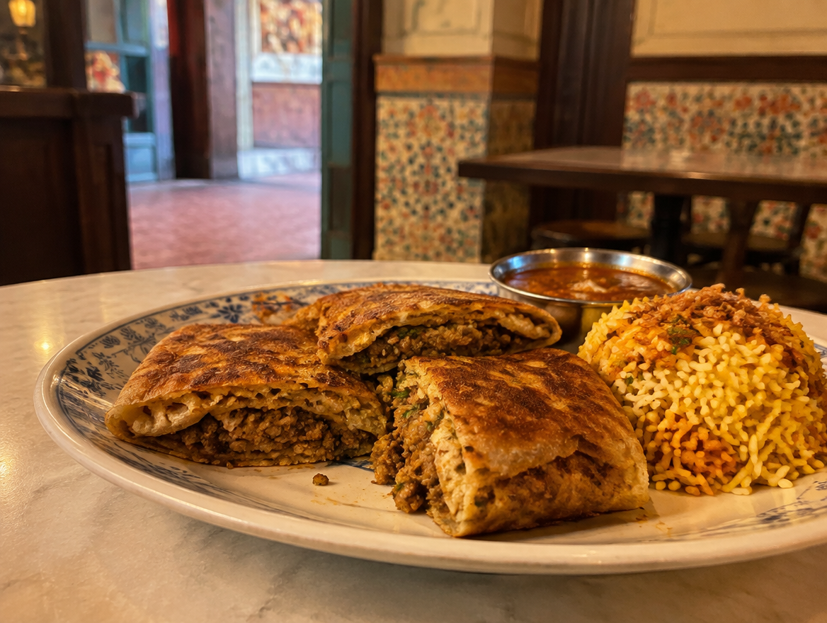Mutton murtabak and briyani illustrative image
