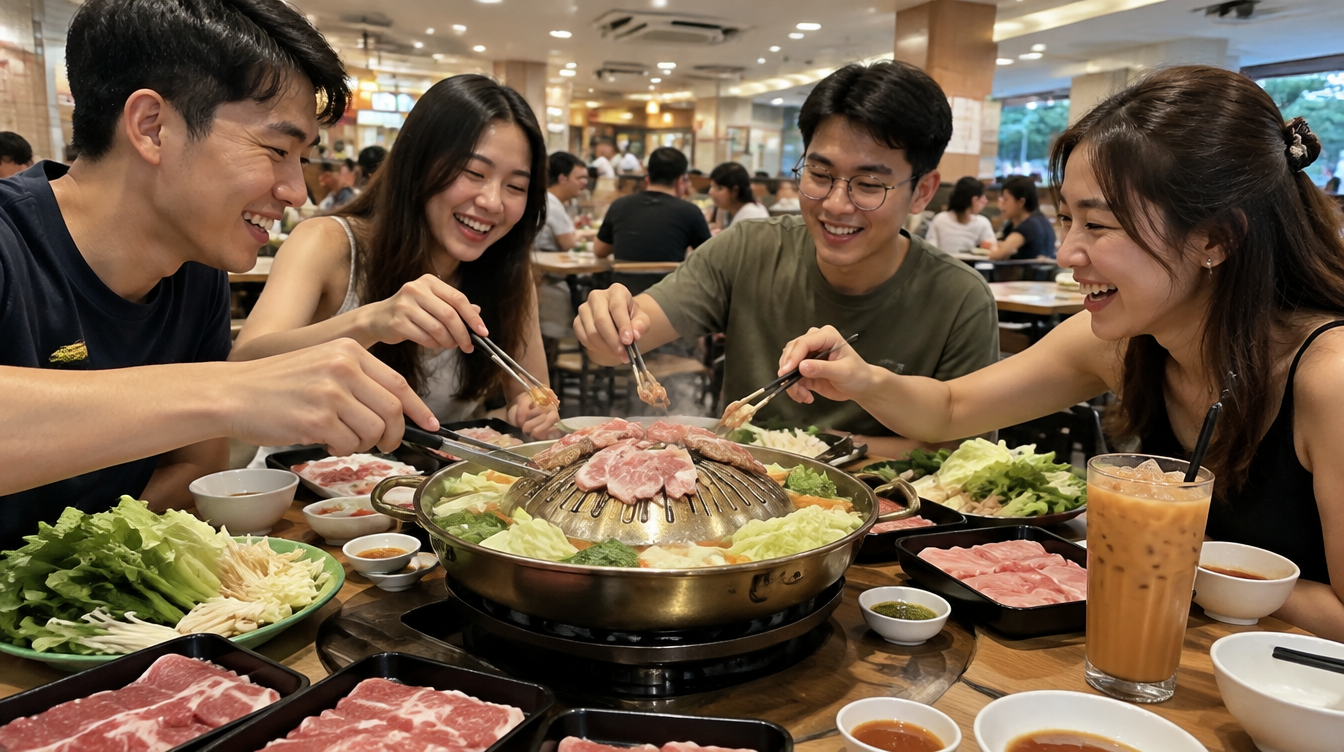 Aroy Mak Mookata budget buffet spread