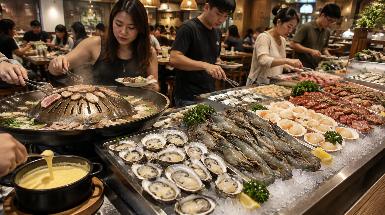 Cheese Story Mookata Buffet seafood and cheese dip spread