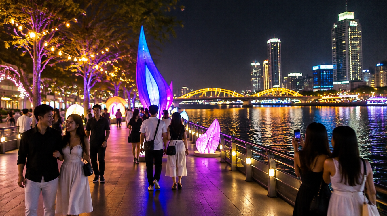 Riverside nightlife crowd at Clarke Quay New Year's Eve countdown
