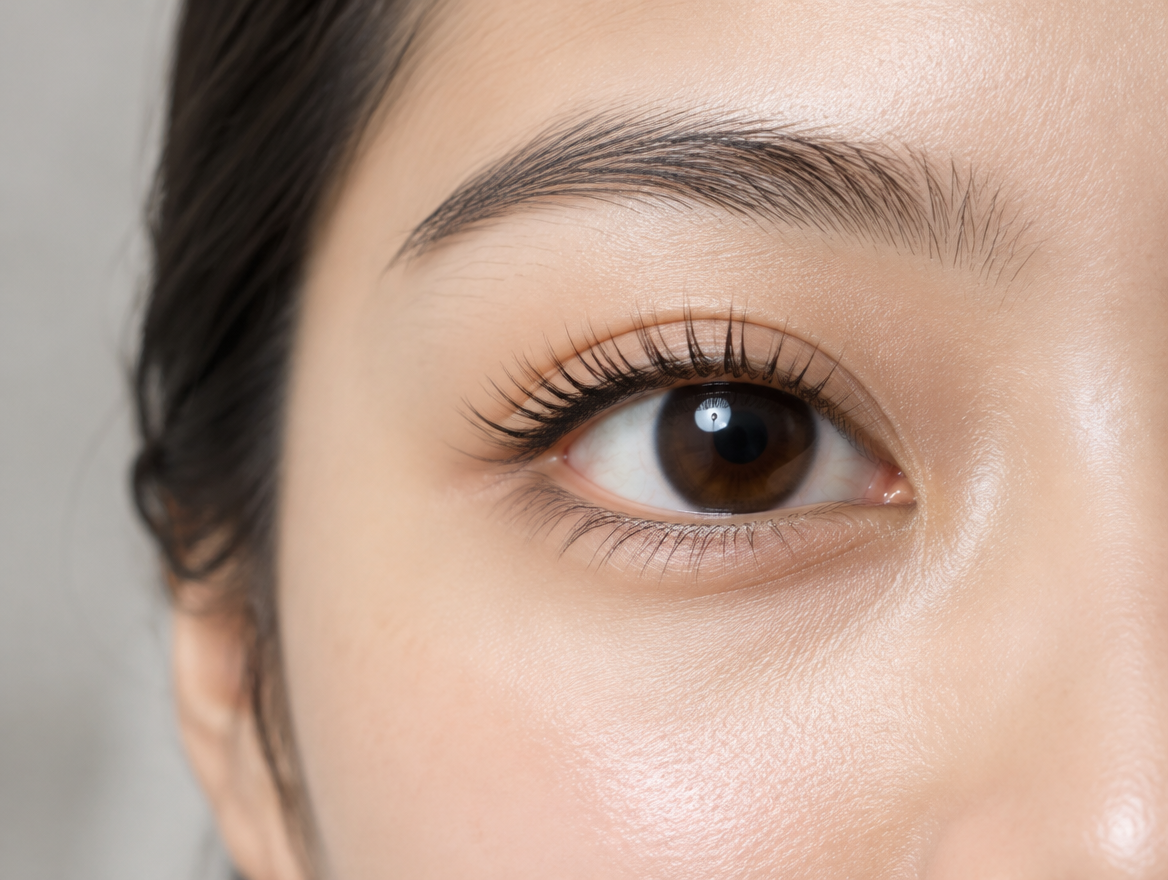 Illustrative close-up of a lash lift result
