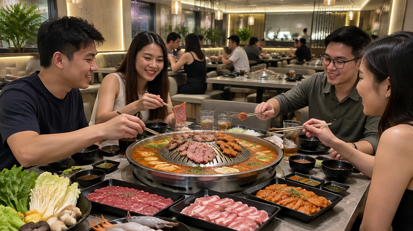 New Udon Mookata grill and buffet spread