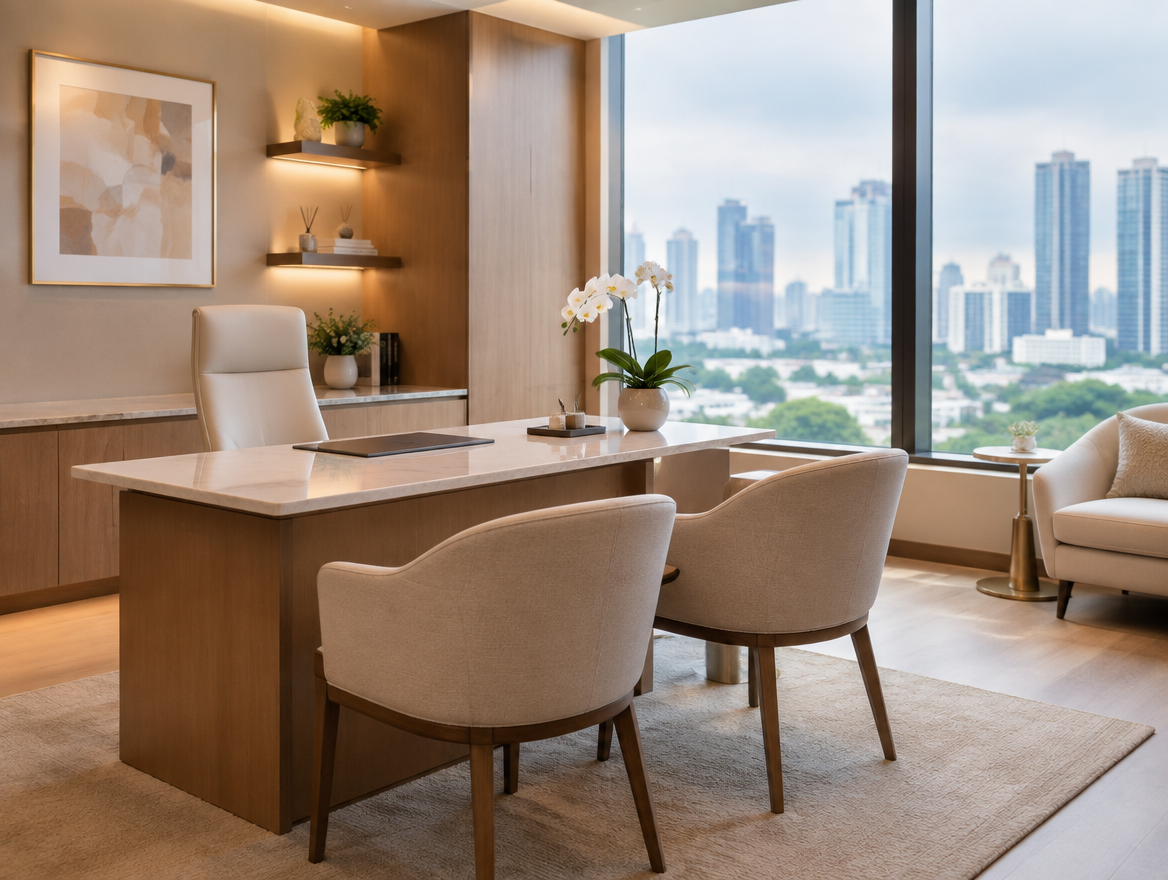 Illustrative photo of a calm aesthetic clinic consultation room
